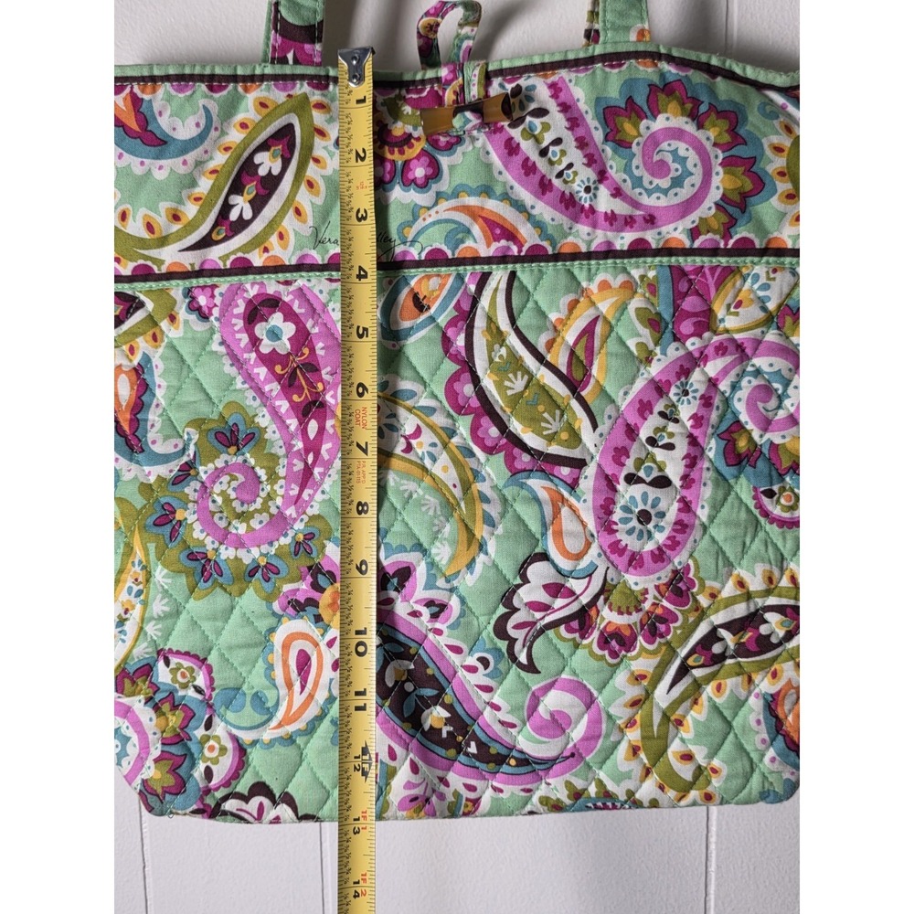 Vera Bradley Tutti Frutti Tote Green Pink Paisley Floral Print - Picture 9 of 11